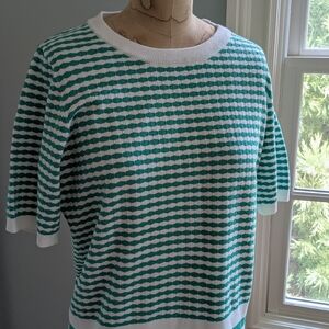 Green and White Striped Sweater
